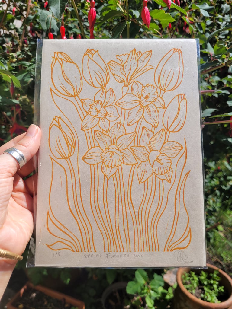 Spring Flowers Lino Print Image 2