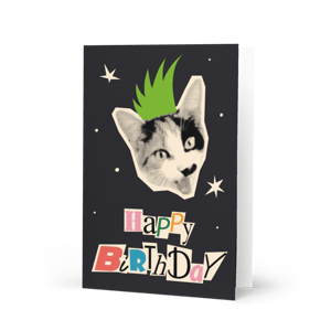 Image of Punk Cat Birthday Card Design 2 🐈‍⬛