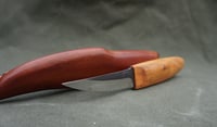 Image 18 of Slöyd Knife Wild Cherry Handle Wood Carving Puukko Style Leather Sheath 