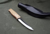 Image 7 of Slöyd Puukko: 52100 Blade, Masur Birch Handle, Black Leather Sheath