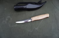 Image 9 of Slöyd Puukko: 52100 Blade, Masur Birch Handle, Black Leather Sheath