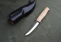 Image 10 of Slöyd Puukko: 52100 Blade, Masur Birch Handle, Black Leather Sheath