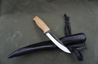 Image 13 of Slöyd Puukko: 52100 Blade, Masur Birch Handle, Black Leather Sheath