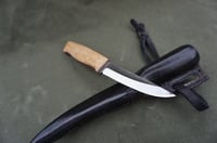 Image 14 of Slöyd Puukko: 52100 Blade, Masur Birch Handle, Black Leather Sheath