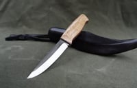 Image 1 of Slöyd Puukko: 52100 Blade, Masur Birch Handle, Black Leather Sheath