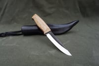 Image 18 of Slöyd Puukko: 52100 Blade, Masur Birch Handle, Black Leather Sheath