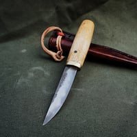 Image 1 of Puukko: Laminated Blade, Oak Handle, Leather Sheath