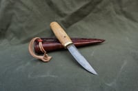 Image 2 of Puukko: Laminated Blade, Oak Handle, Leather Sheath