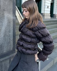 Image 1 of LEATHER TRIM PUFFER JACKET