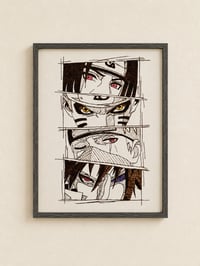 Naruto Team 7 & Itachi Wood Burning Art - Handmade Anime Wall Decor