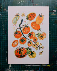 Image 2 of Summer Tomatoes A4 3 colour Riso Print