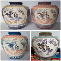 Image 1 of Made to order- "Apple" Vase with hummingbirds 