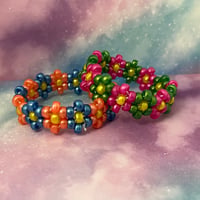 Image 1 of Mini Beaded Flower Kandi Cuff Bracelet