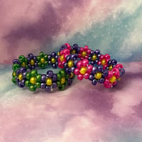 Image 2 of Mini Beaded Flower Kandi Cuff Bracelet