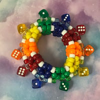 Image 1 of Bold Rainbow Dice Kandi Cuff Bracelet