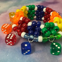 Image 2 of Bold Rainbow Dice Kandi Cuff Bracelet