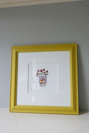 Image of Original Painting - Miniature Romantic Vase - Robin and Hellebores