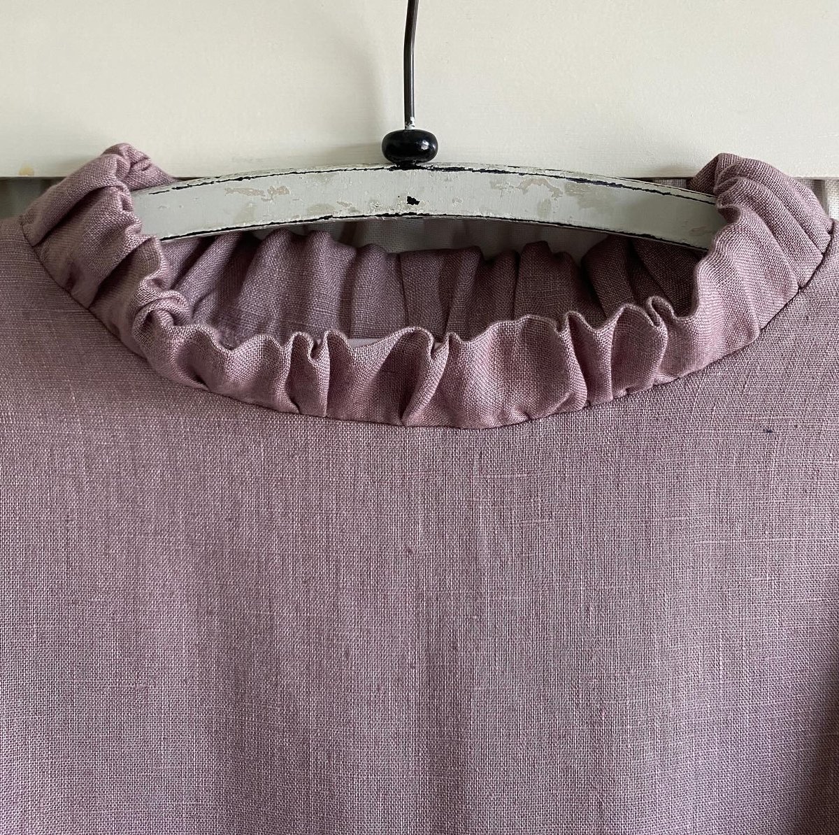 Image of Linen Ruched Neck Cocoon Dress