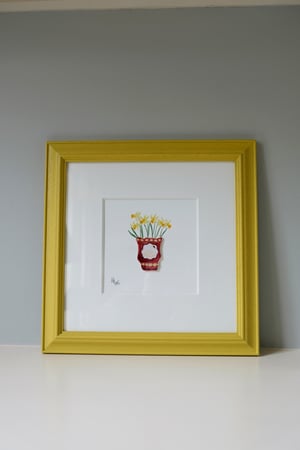 Image of Original Painting - Miniature Romantic Vase - Swan and Narcissi