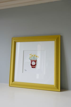 Image of Original Painting - Miniature Romantic Vase - Swan and Narcissi