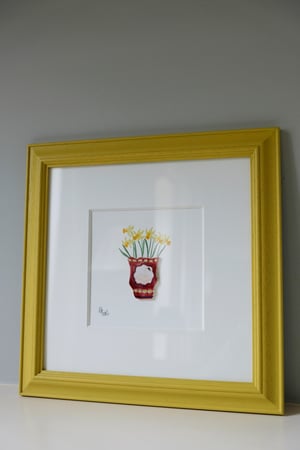 Image of Original Painting - Miniature Romantic Vase - Swan and Narcissi