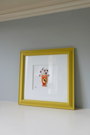 Image of Original Painting - Miniature Romantic Vase - Parrot and Fritillaries