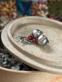 Image 4 of Sterling silver Coral seed earrings- n82
