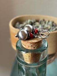 Image 1 of Sterling silver Coral seed earrings- n82