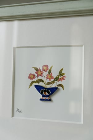 Image of Original Painting - Miniature Romantic Vase - Oak and Hellebore