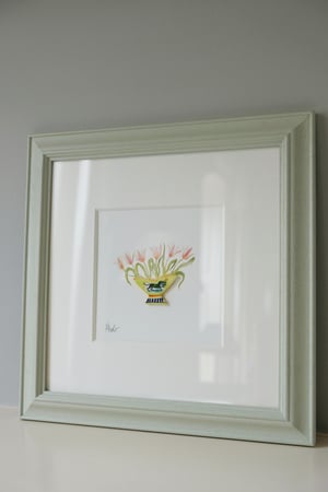 Image of Original Painting - Miniature Romantic Vase - Oak and Hellebore