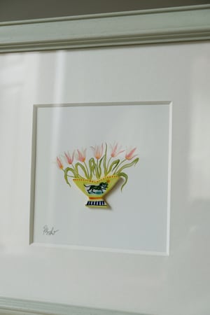 Image of Original Painting - Miniature Romantic Vase - Oak and Hellebore