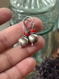 Image 2 of Sterling silver Coral seed earrings- n82