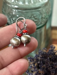 Image 5 of Sterling silver Coral seed earrings- n82