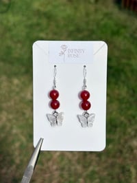 Image 1 of Butterfly Beaded Earrings
