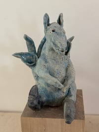 Image 1 of Clay: blue donkey with wings