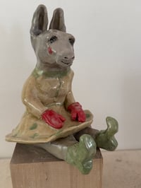 Image 1 of Clay:Donkey in red mittons