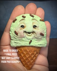 Image 1 of Made to order Ice Cream Cone Magnet - Strawberry or Mint 