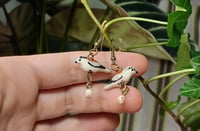 Image 2 of Long tailed tit family earrings
