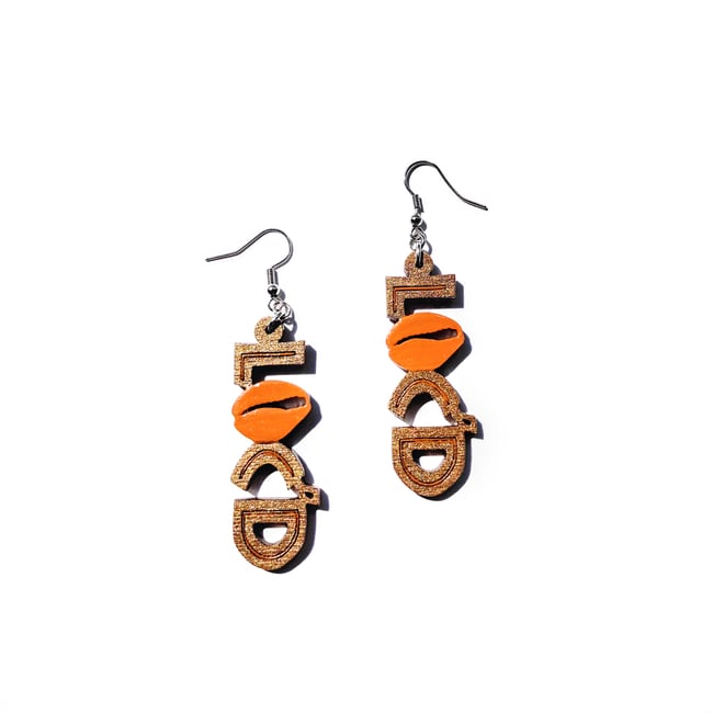 Loc'd Mint + Bronze Wood Earrings 