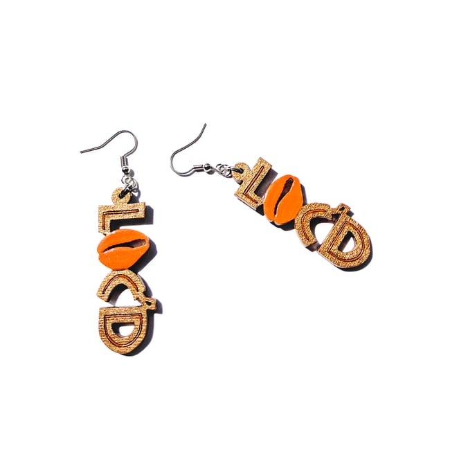 Loc'd Mint + Bronze Wood Earrings 