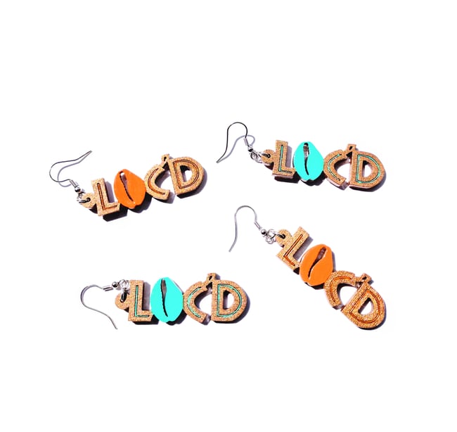 Loc'd Mint + Bronze Wood Earrings 