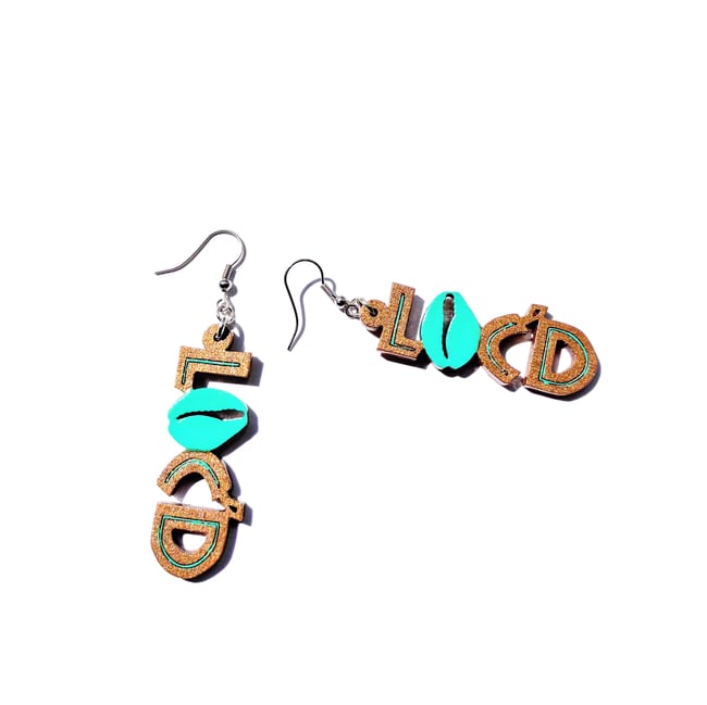 Loc'd Mint + Bronze Wood Earrings 