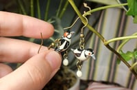 Image 2 of Great spotted woodpecker family earrings