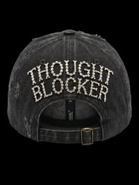 Image 3 of "THOUGHT BLOCKER" Distressed Rhinestone Cap | Charcoal