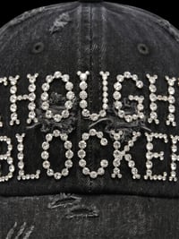 Image 2 of "THOUGHT BLOCKER" Distressed Rhinestone Cap | Charcoal