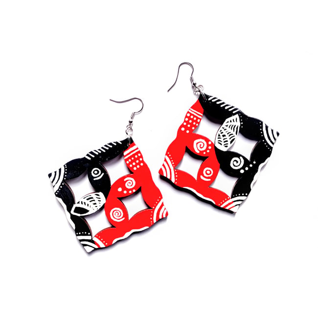 Remi Adinkra Wood Earrings 
