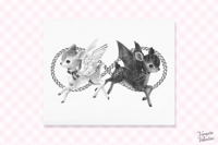 Angel & Devil Deer Print | Fawn Art as Quirky Wall Decor Poster