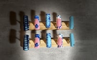 Image 1 of LONG SQUARE BLUE BEACHY ANIMAL PRINT ACRYLIC NAILS