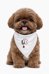 Image 1 of Threadella Studio soft cotton dog bandana with white Love Bond embroidery for small and medium dogs