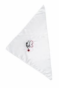 Image 2 of Threadella Studio soft cotton dog bandana with white Love Bond embroidery for small and medium dogs